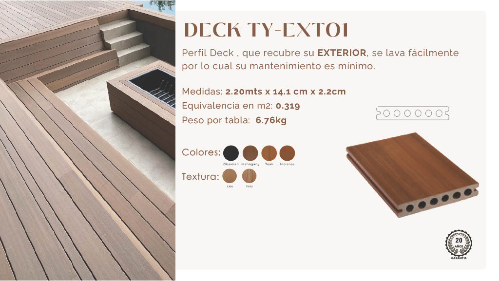 Deck sintético modelo TY-EXT01